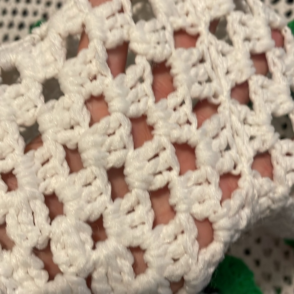 Bohemian King Size Granny Square Crochet Blanket with Red Rose Flower Accents - Picture 5 of 6